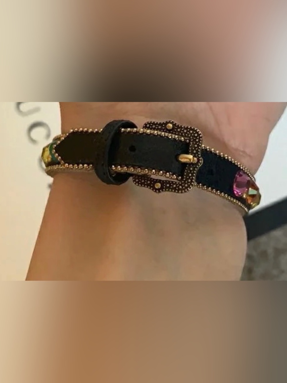 Gucci Gold Double G Multicolor Crystal Bracelet - Picture 4 of 5